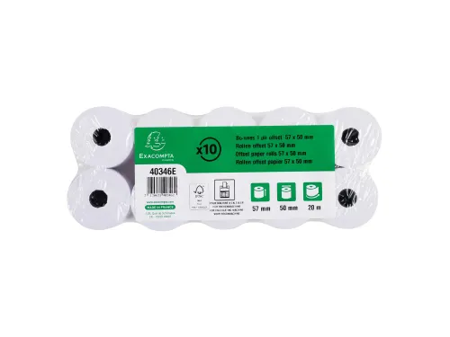 Rekenmachine Papierrol 57x50x12x20 1 laag offset extra wit 60g/m2 Wit
