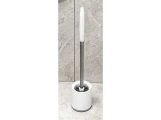 Kunststof toiletborstel wit met ronde voet en wandfunctie - 5