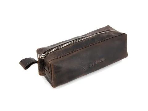 Etui Roberto Romano EMPOLI bruin echt leer 20x6x7cm