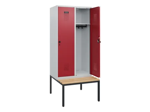 locker met bank,HxBxD 1950x800x815mm,2vak,vak B 400mm,draaigrendel