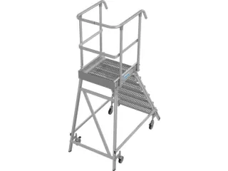 bordestrap,verrijdbaar,bordes H 1,45m,6treden m. R13-laag,aluminium - 2