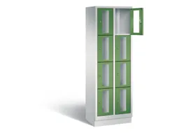 Lockerkast 1800x610x500mm 2x4 vakken Cilinderslot, Sokkel, RAL6011