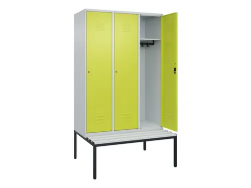 locker met bank,HxBxD 2120x1200x815mm,3vak,vak B 400mm,cil.-slot