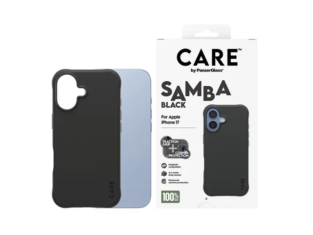 PanzerGlass CARE by Samba Case Black w. MagSafe iPhone 17, Hoes,