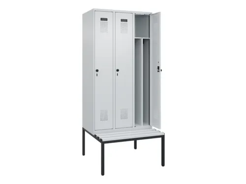 locker met bank,voor scheiding van kleding,HxBxD 2120x900x815mm,3vak