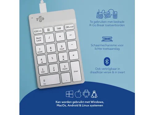 Numeriek Toetsenbord R-Go Numpad Break bedraad Wit