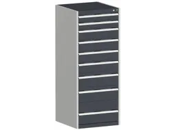 ladekast HxBxD 1600x650x650mm 9laden RAL7035 front RAL7016