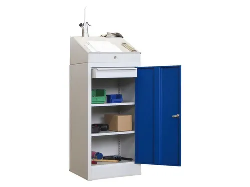 Lessenaarkast Staal Hxbxd 1095/1270x500x500mm Ral 7035 Front Ral 5010