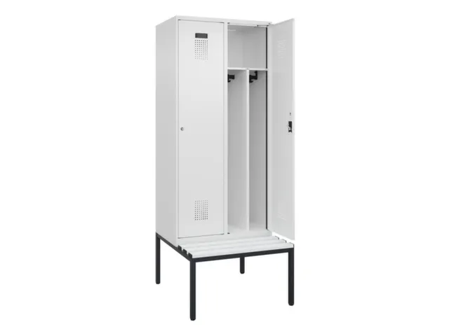 locker met bank,voor scheiding van kleding,HxBxD 2120x800x815mm,2vak