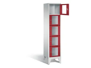 Lockerkast 1850x420x500mm 1x5 vakken Cilinderslot Poten, RAL3003 - 1