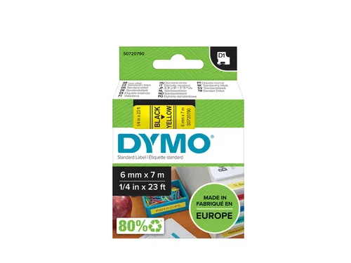 Labeltape Dymo 43618 LabelManager D1 polyester 6mm zwart op geel