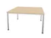 Vergadertafel 74x140x140cm vierkant 4voeten Buis Aluzilver Ne-esdoorn