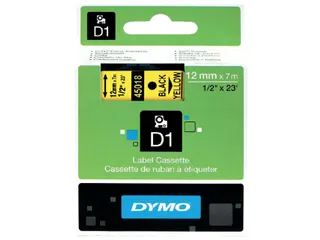 Labeltape Dymo 45018 D1 S0720580 12mmx7m zwart op geel - 5