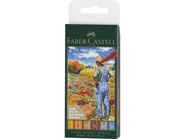 Tekenstift Faber-Castell Pitt Artist Pen Brush etui 6 stuks Harvest