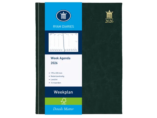 Agenda 2026 Ryam Weekplan Mundior 7dagen/2pagina's zwart