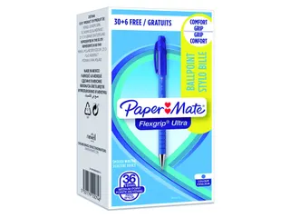 Balpen Paper Mate Flexgrip Ultra medium blauw valuepack 30+6 gratis - 4