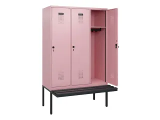 locker met bank,HxBxD 1950x1200x815mm,3vak,vak B 400mm,draaigrendel - 1