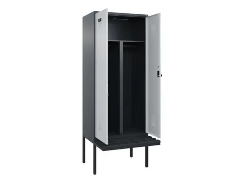 PBM-locker met bank,HxBxD 2120x800x815mm,2vak,vak B 400mm,draaigrendel
