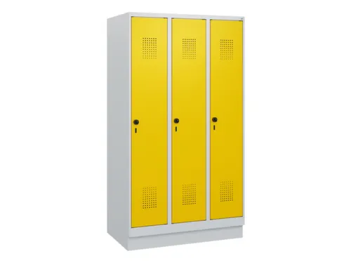 schoollocker,HxBxD 1630x900x500mm,3vak,vak B 300mm,draaigrendel,sokkel