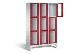 lockerkast 1850x1200x500mm 3x3 vakken Cilinderslot Poten, RAL3003
