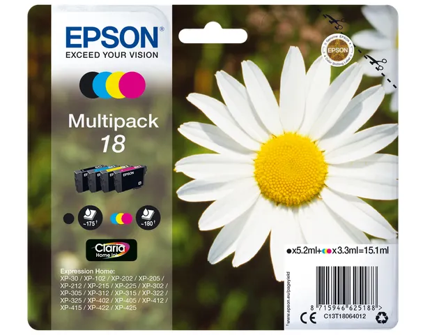 Epson 18 T1806 multipack 4 inktcartridges C13T18064022