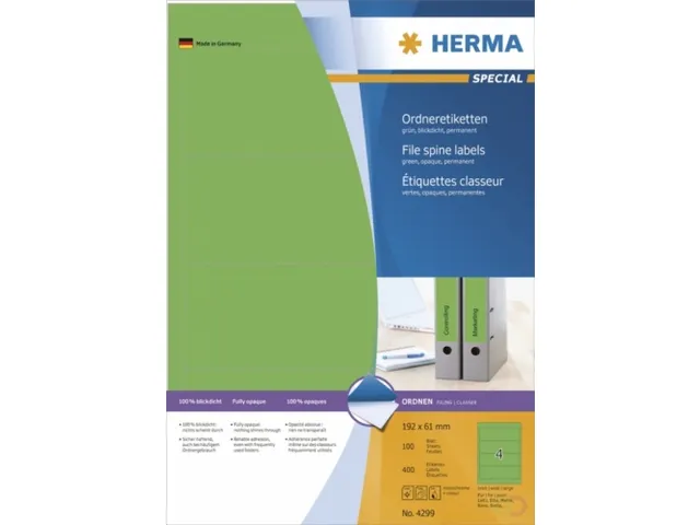 Herma 4299 Rugetiket 192x61mm Groen permanent klevend 400 stuks
