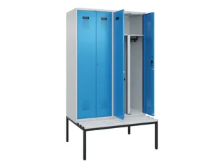 PBM-locker met bank,HxBxD 2120x1200x815mm,4vak,vak B 300mm - 1