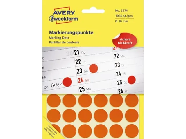 Avery Zweckform Ronde etiketten diameter 18 mm rood 1056 stuks