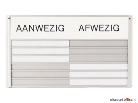 In-uit Bord 6 Namen Aluminium Aan/afwezigheidsbord Wit
