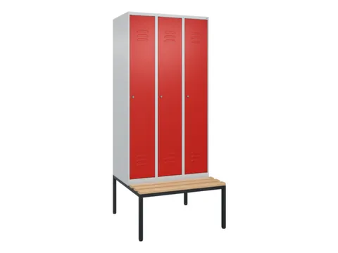 locker met bank,HxBxD 2120x900x815mm,3vak,vak B 300mm,cil.-slot