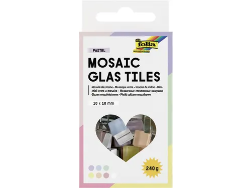 Folia Mozaieksteentjes glas 10x10mm pastelkleuren assorti