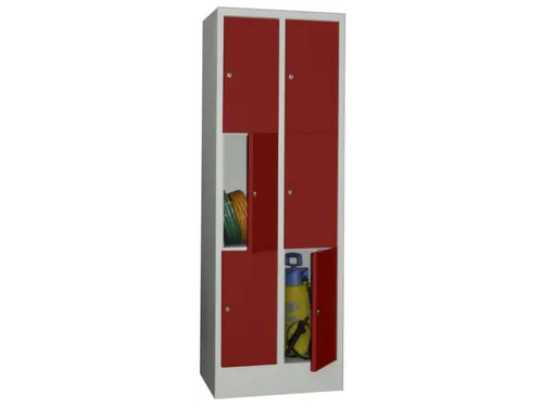 lockerkast,HxBxD 1850x600x500mm,2x3vakken,RAL7035,front RAL3000