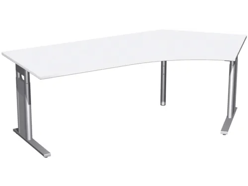 In hoogte verstelbaar hoekbureau,HxBxD 680-820x2166x1130mm,blad wit