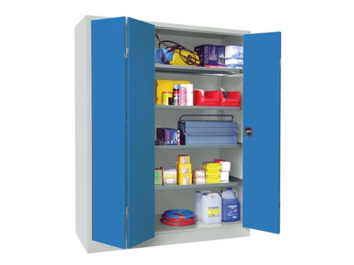 Vouwdeurkast 1950x1500x500mm 4legborden Verzinkt Ral7035 Front Ral5012