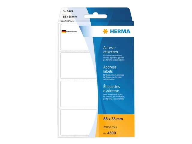 HERMA 4300 Adresetiketten voor Schrijfmachines Leporello 88x35mm