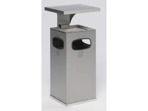 Combi-asbak 38 liter hxbxd 910x395x395mm overkapping 3 openingen RVS