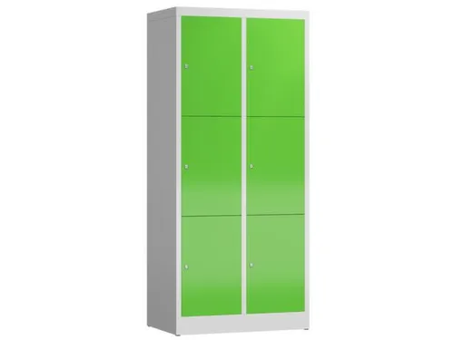 Lockerkast 1800x800x500mm 2x3 vakken cilinderslot, sokkel, RAL6018