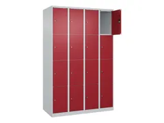 lockerkast,HxBxD 1850x1200x500mm,4x4vakken,vak B 300mm,cil.-slot