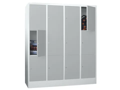 lockerkast,HxBxD 1850x1600x500mm,4x3vakken,RAL7035,front RAL5012