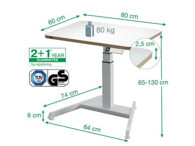 Zit-Sta bureau 80x60cm Leitz Ergo elektrisch klein
