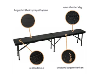 Inklapbare bank weerbestendig 180x25x43cm Rotanlook Zwart - 5