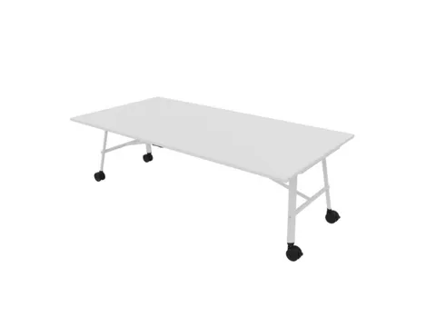 klaptafel,HxBxD 750x2400x1200mm,hoekig,4voeten wit,ovale buis,blad wit