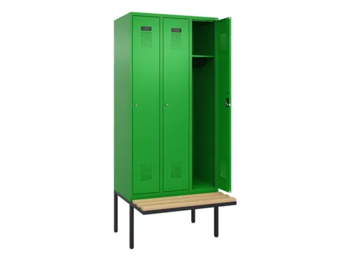 locker met bank,HxBxD 2120x900x815mm,3vak,vak B 300mm,cilinderslot