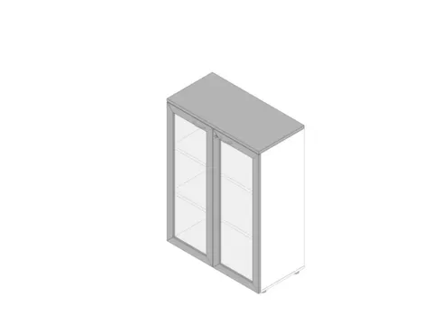 vitrinekast 1232x900x450mm 2xhouten vloer 3 OH wit grijs