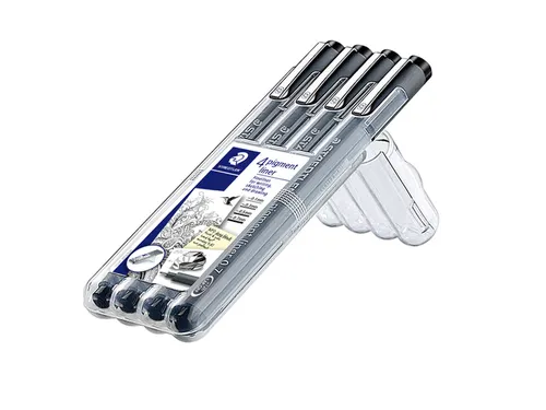 Fineliner Staedtler Pigment 308 Zwart Set 4stuks 0.1-0.7mm