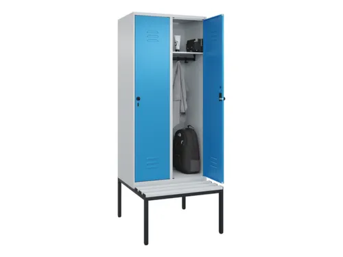 locker met bank,HxBxD 2120x800x815mm,2vak,vak B 400mm,draaigrendel