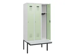 locker met bank,HxBxD 1950x900x815mm,3vak,vak B 300mm,cilinderslot