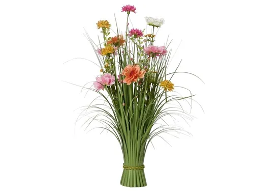 Kunstgras Everlands met bloemen roze 70cm polyester