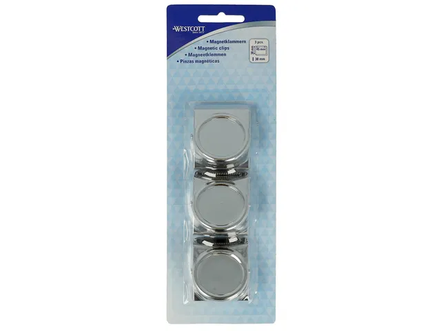 Clip magnétique Westcott 45x38mm 2 pièces Chromé