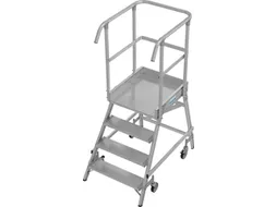 bordestrap,verrijdbaar,bordes H 1m,4treden,aluminium,4zwenkwielen